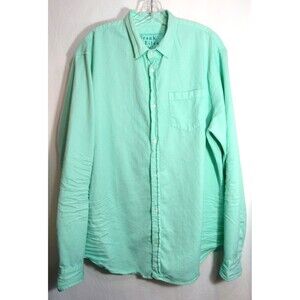 Frank & Eileen Luke Mint Green Distressed Button Down Long Sleeve Shirt XL NWOT